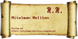 Mitelman Meliton névjegykártya